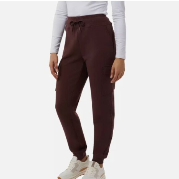 NEW 32 Degrees Heat Womens XS Scuba Cargo Joggers Polyester/Spandex Burgundy - Picture 1 of 7